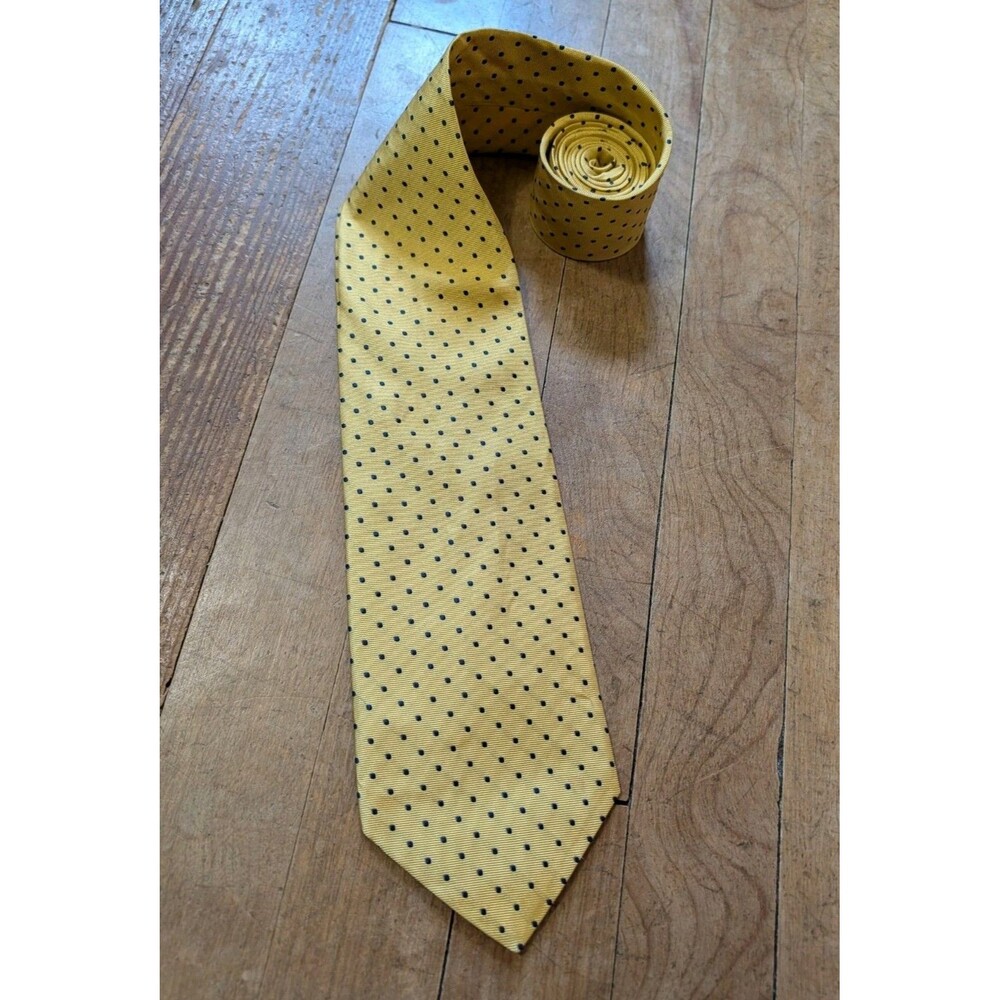 Brooks Brothers 346 Silk Tie Repp Yellow Navy Spotted Dot Necktie Business Suit